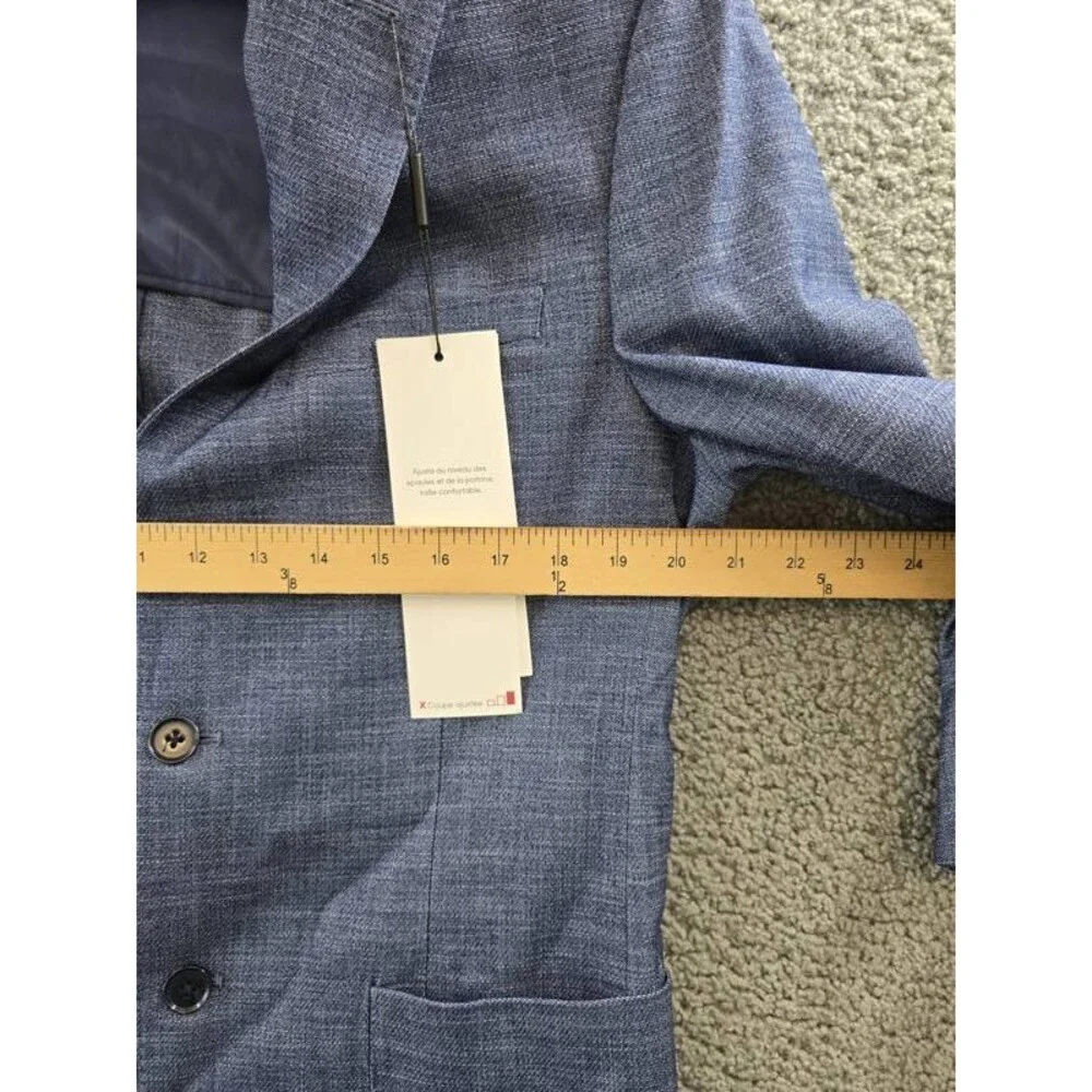 Calvin Klein Solid Slim Fit Soft Sport Coat Men's 40R Blue Button Closure L/S